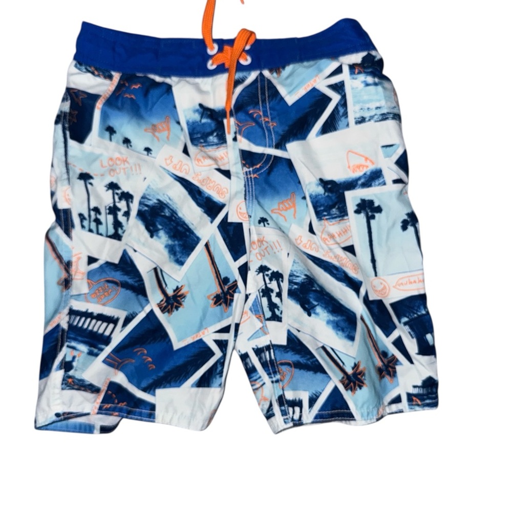 Blue and Orange Graphic Swim Shorts
